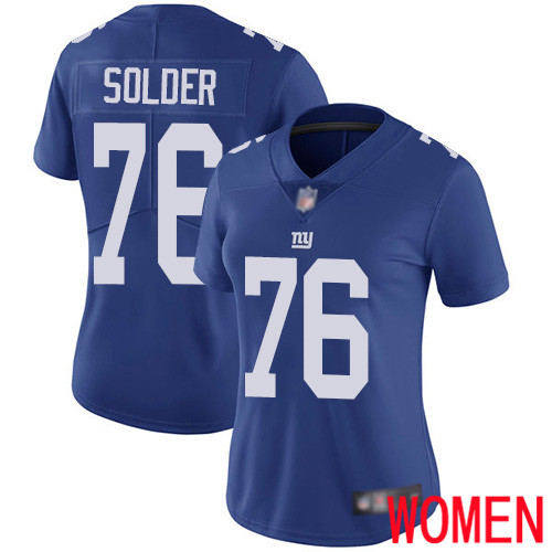 Women New York Giants #76 Nate Solder Royal Blue Team Color Vapor Untouchable Limited Player Football NFL Jersey->women nfl jersey->Women Jersey